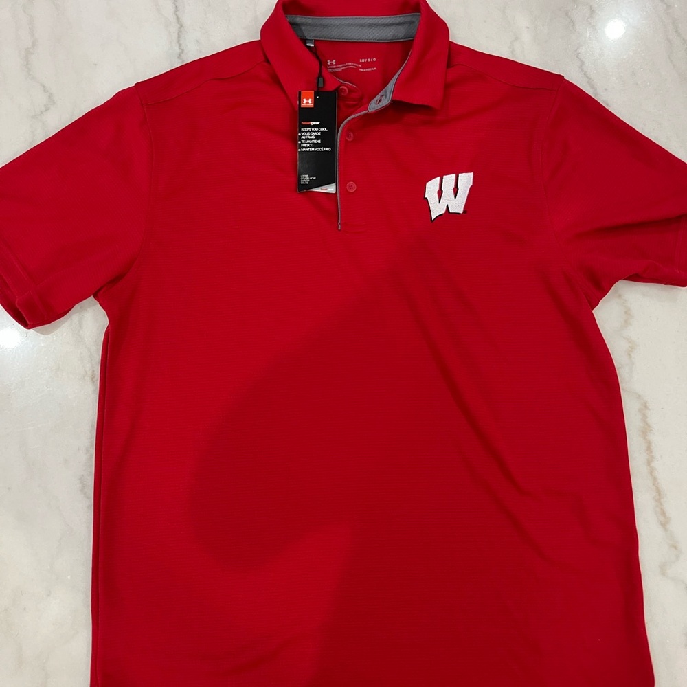 Under Armour Red Wisconsin Badgers Polo - Men’s Large